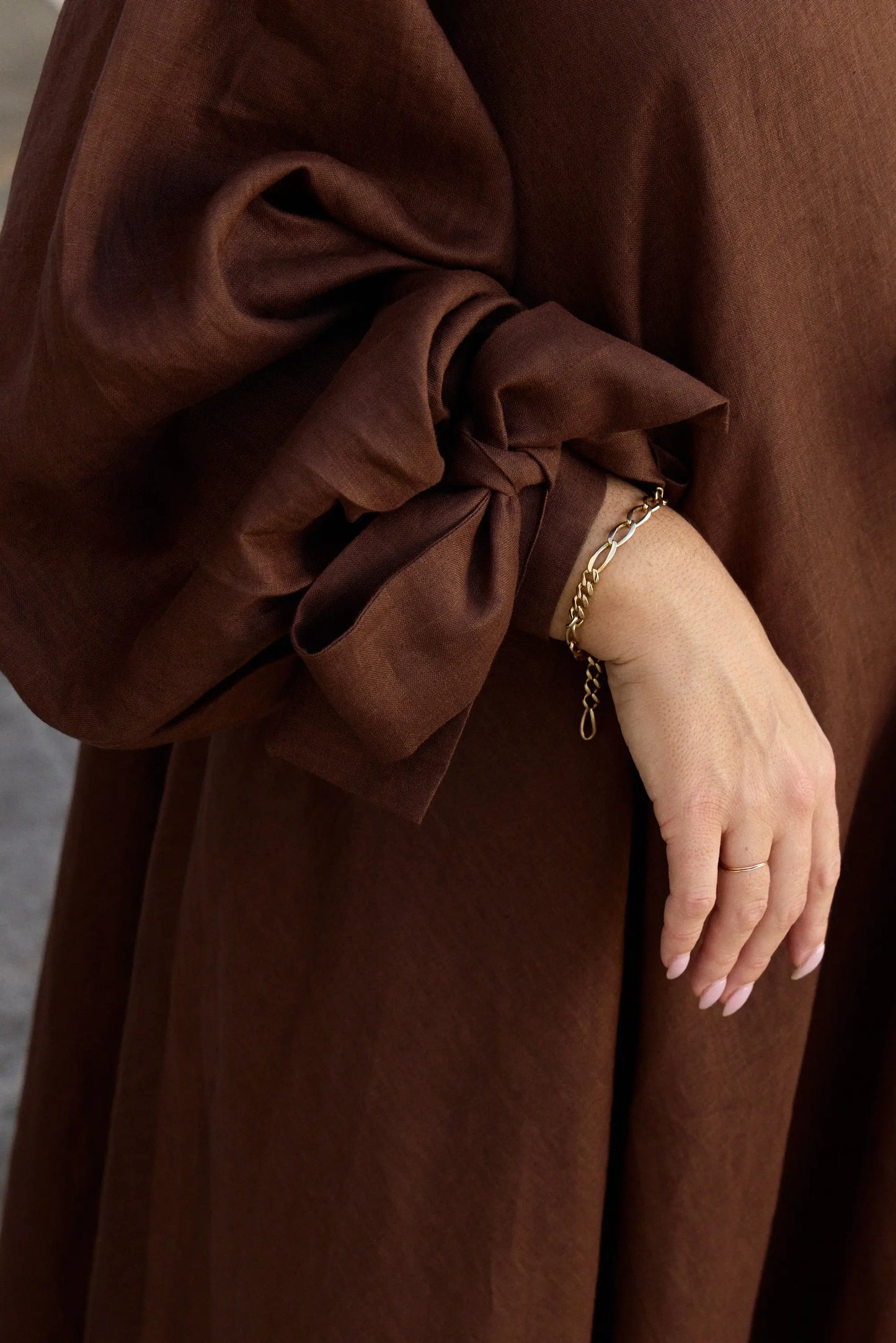 Chocolate Balloon Sleeve Swing Dress Isabella Longginou