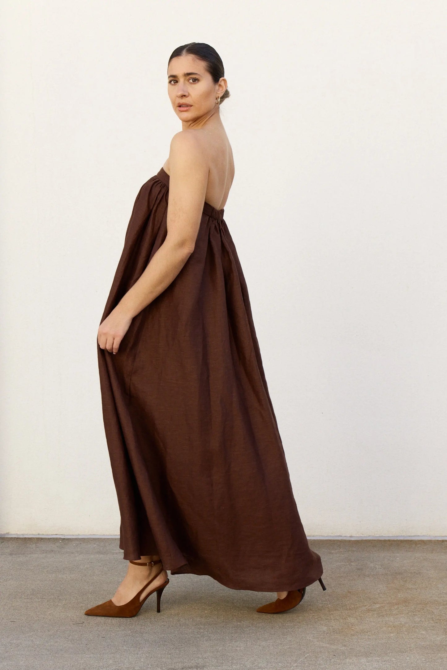Chocolate Strapless Dress Isabella Longginou