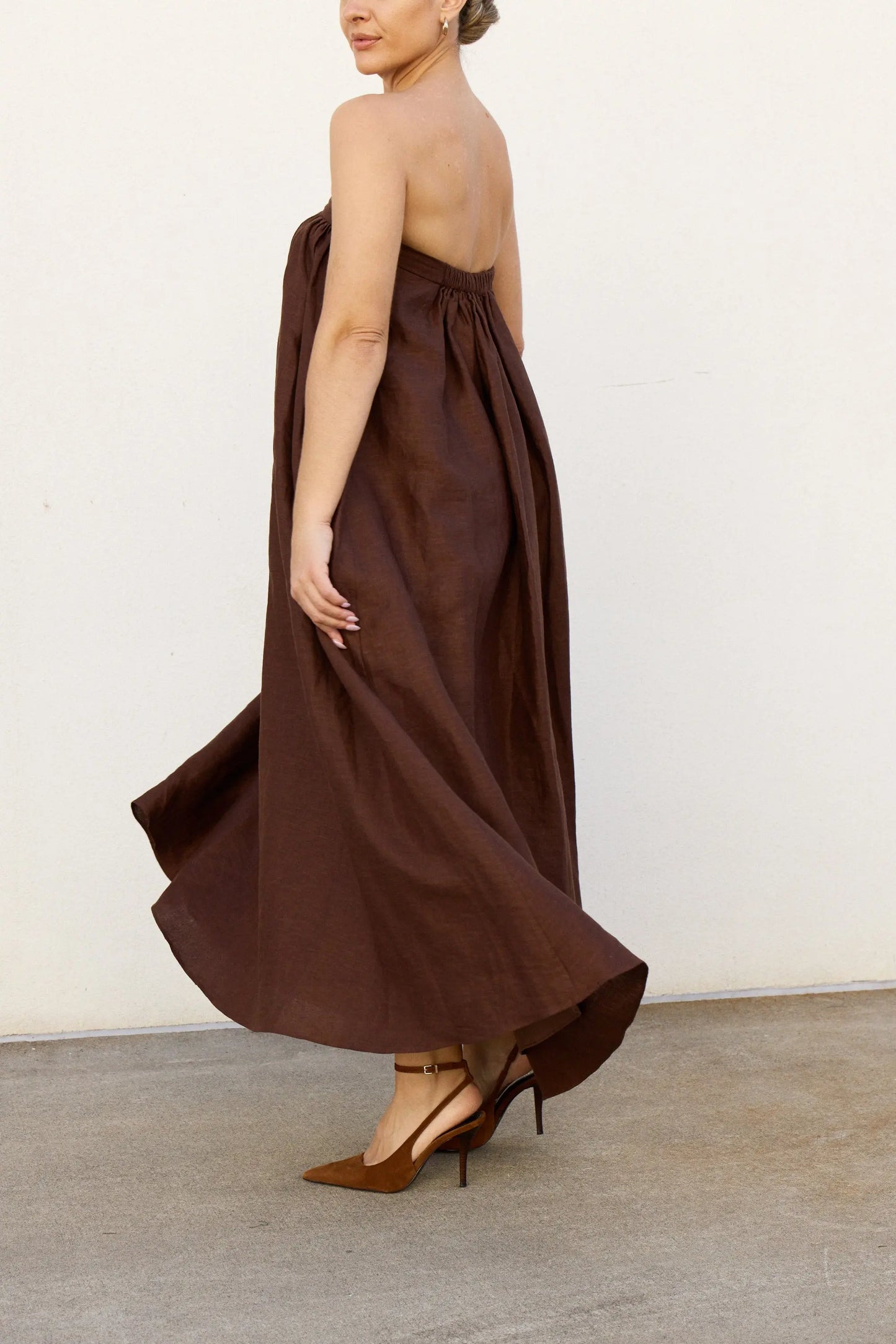 Chocolate Strapless Dress Isabella Longginou
