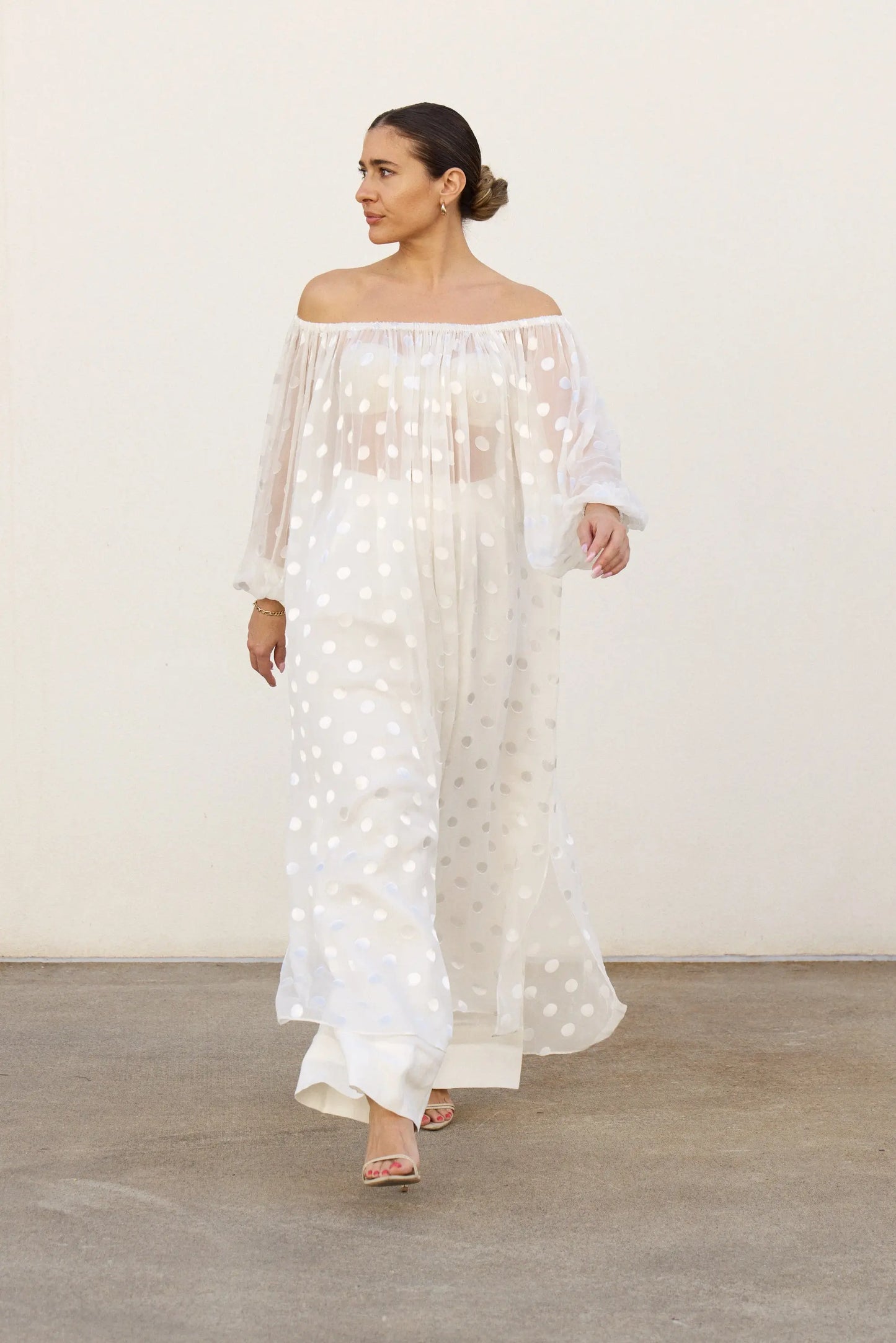 Sheer Spot OTS Dress Isabella Longginou