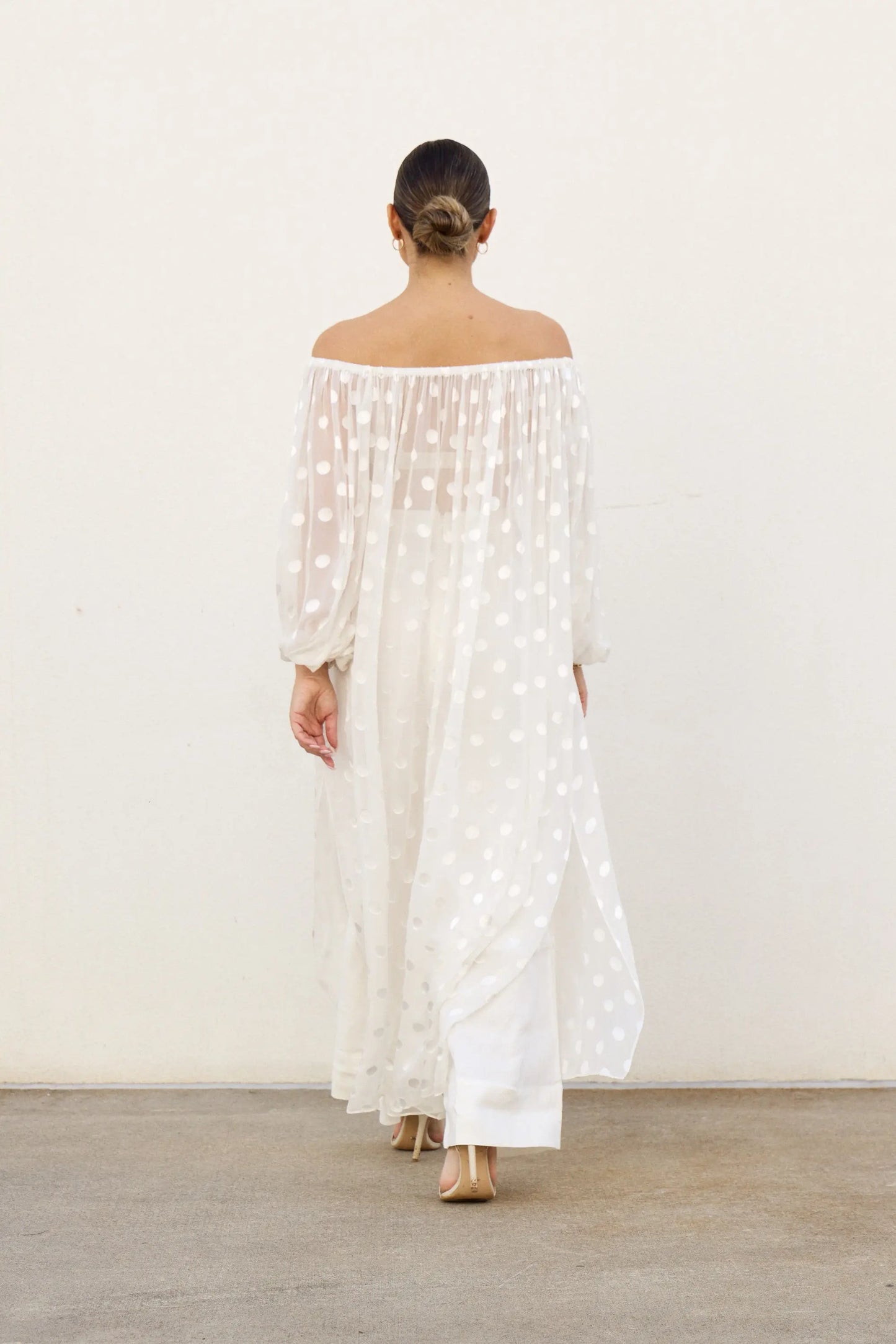 Sheer Spot OTS Dress Isabella Longginou