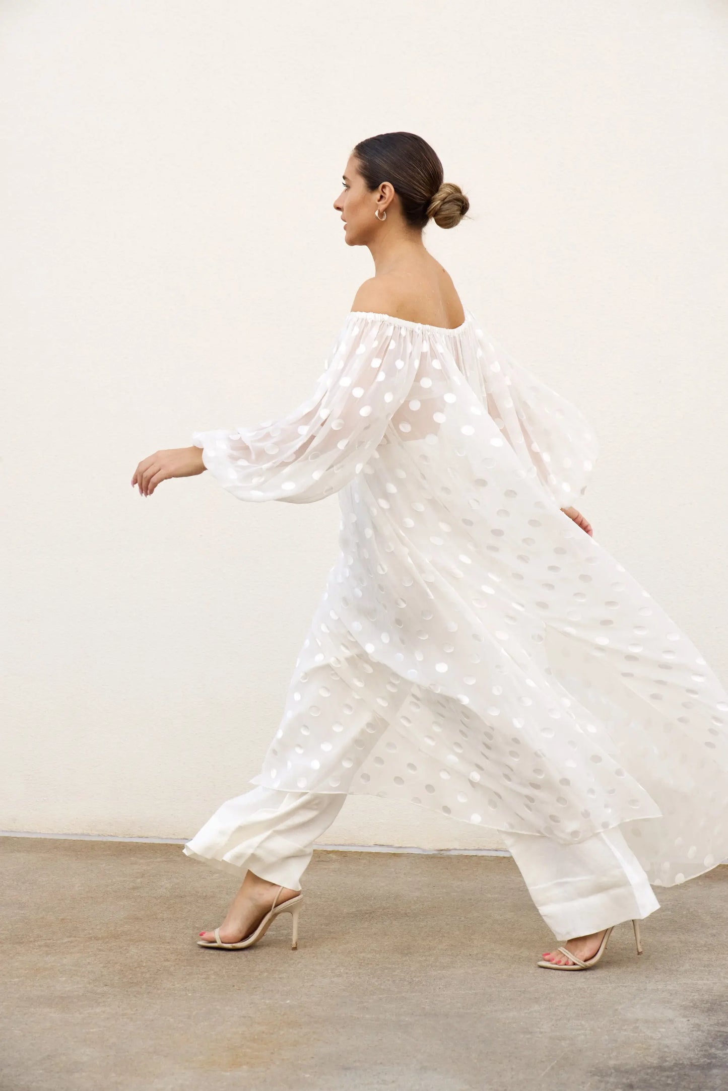 Sheer Spot OTS Dress Isabella Longginou