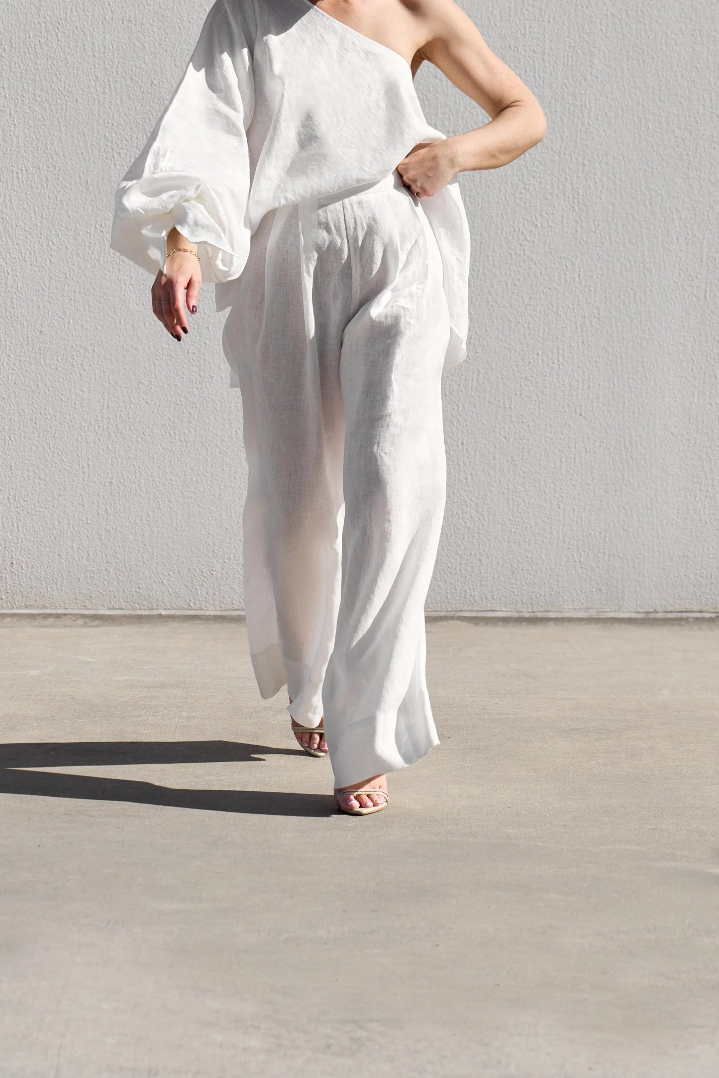 White Palazzo Pants Isabella Longginou