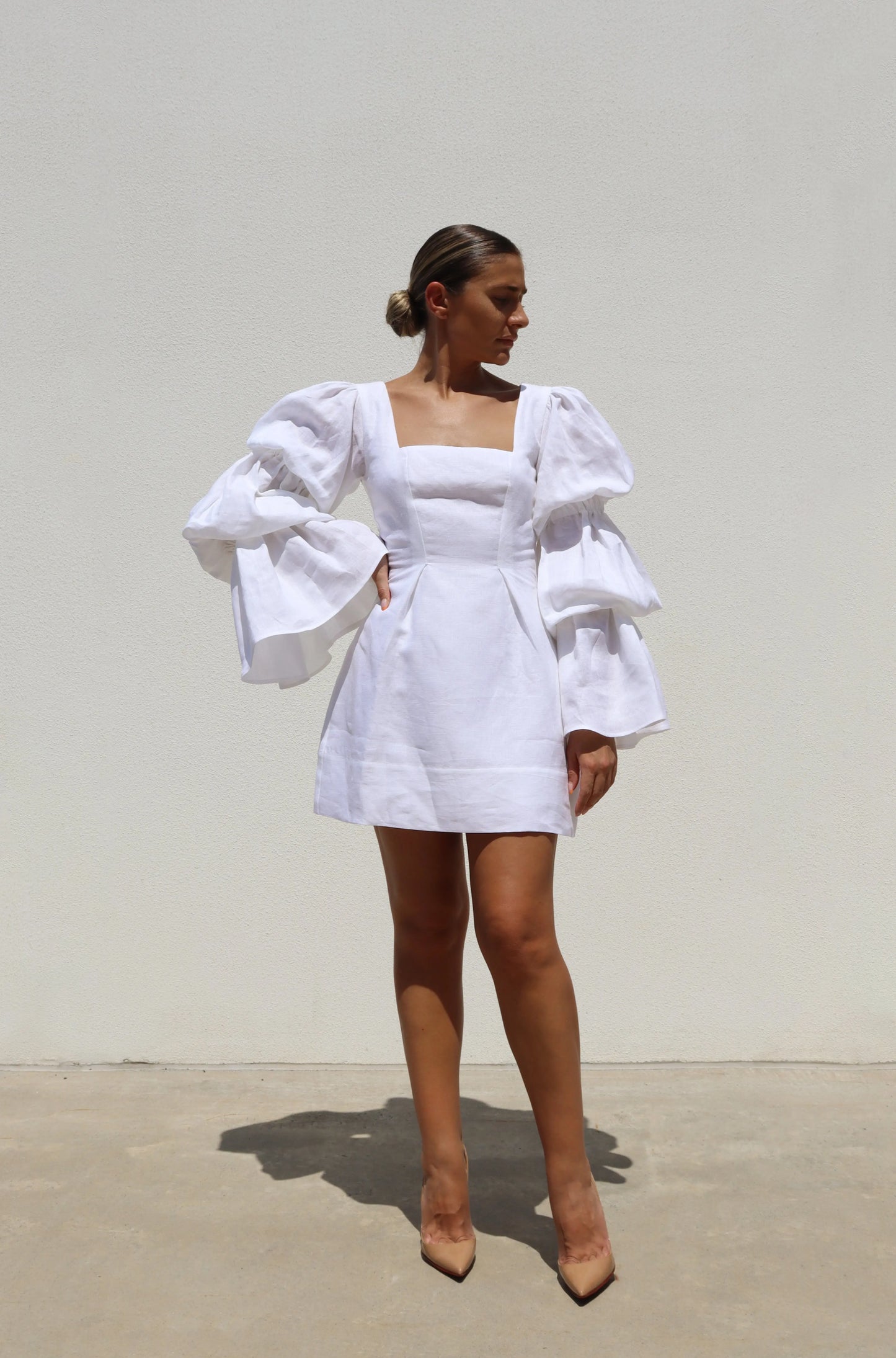 White Double Puff Mini Isabella Longginou