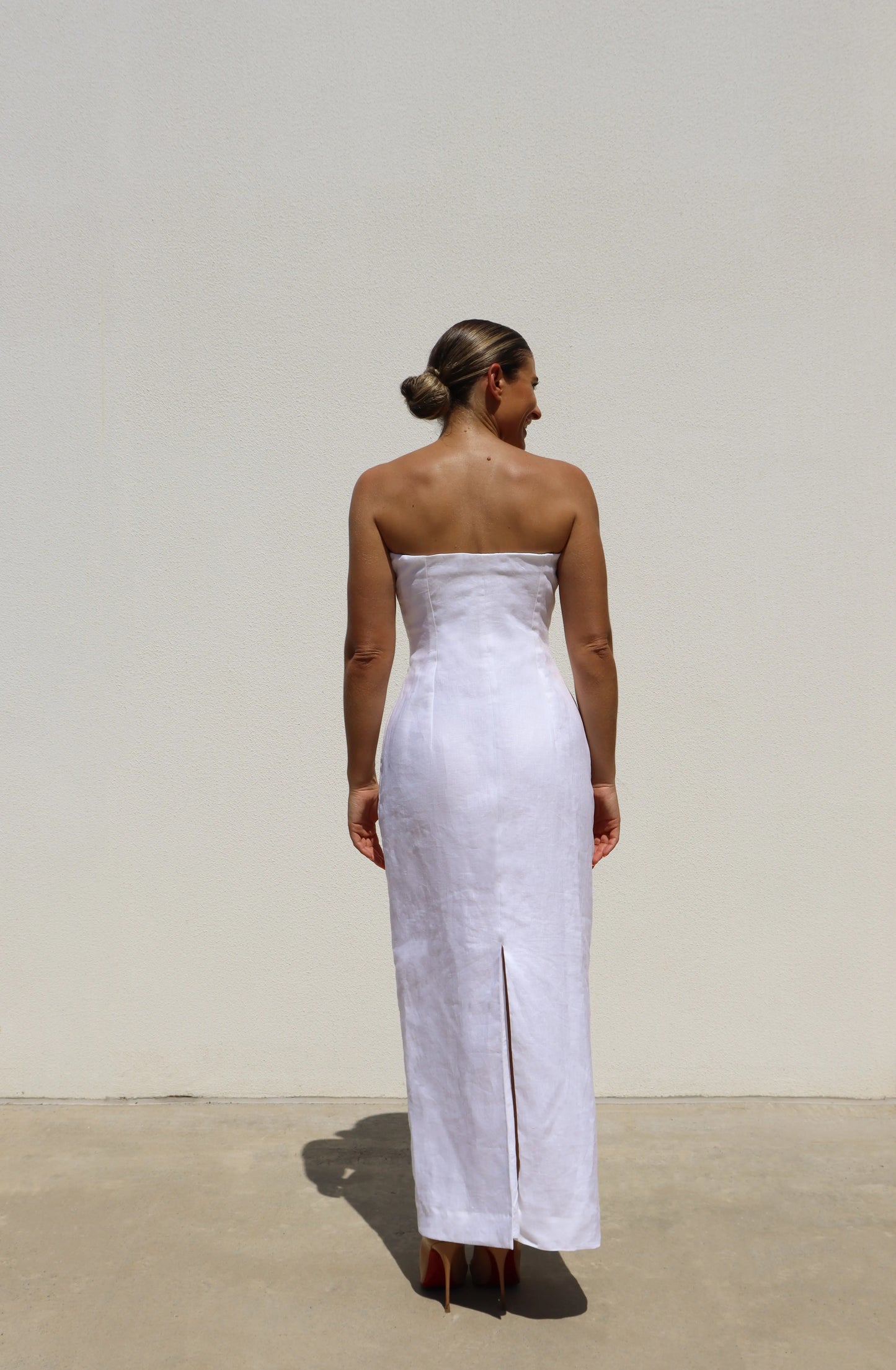 White Strapless Pencil Dress Isabella Longginou
