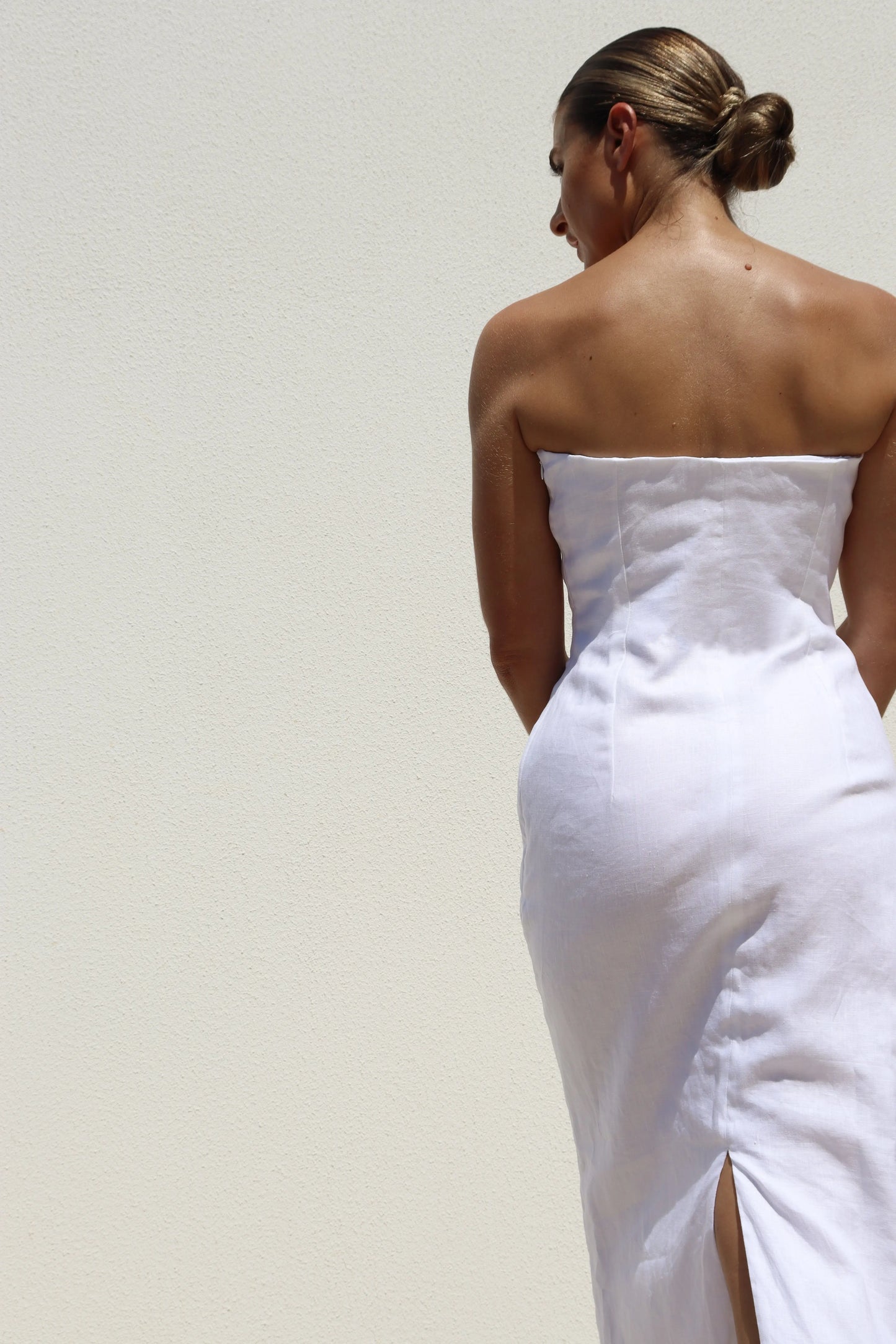 White Strapless Pencil Dress Isabella Longginou