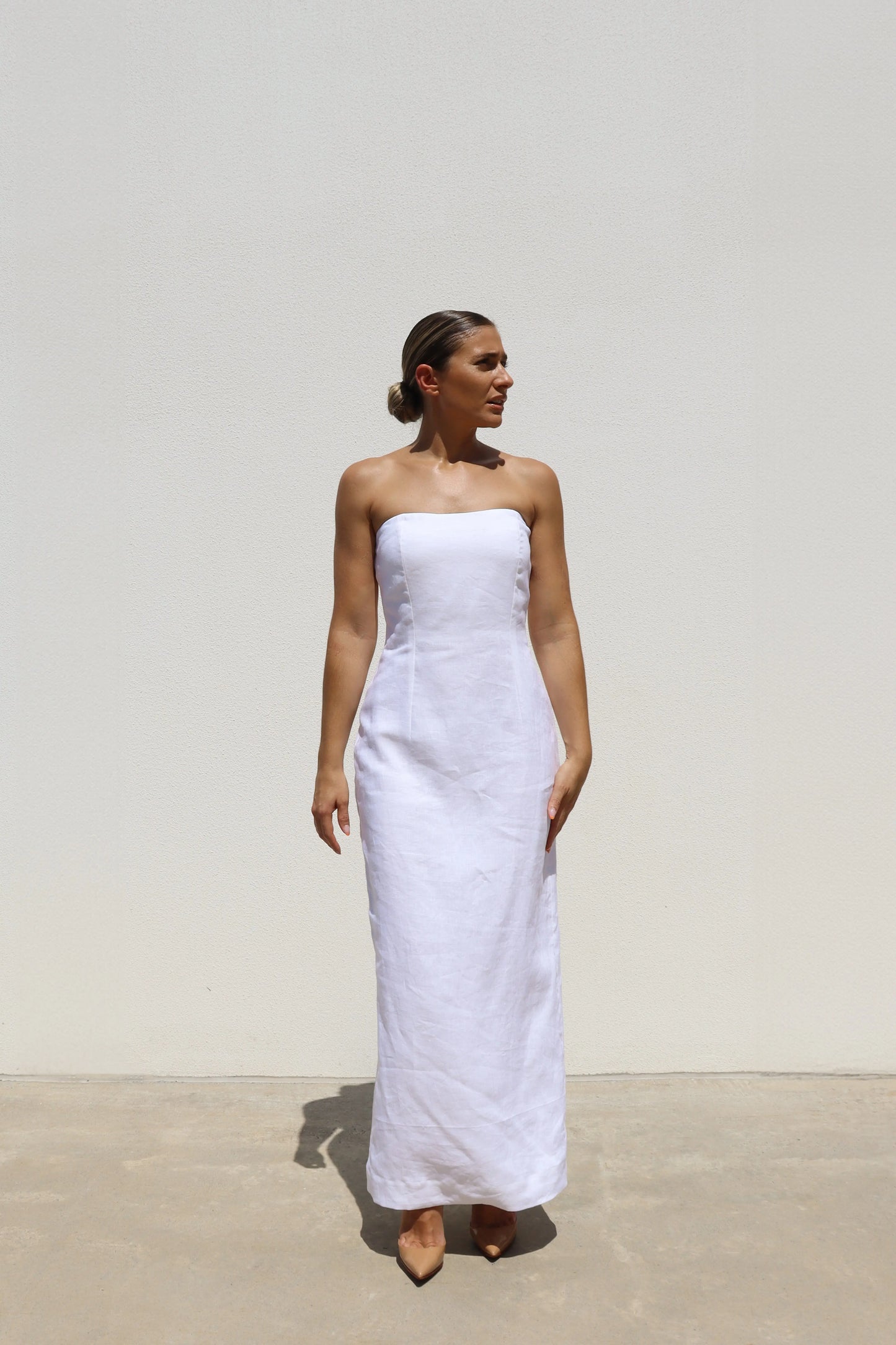 White Strapless Pencil Dress Isabella Longginou