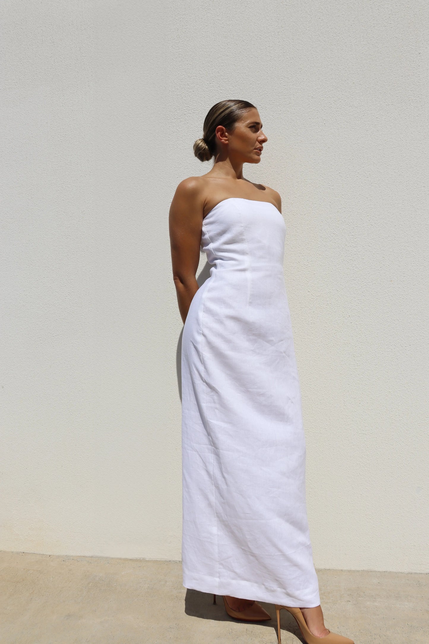 White Strapless Pencil Dress Isabella Longginou