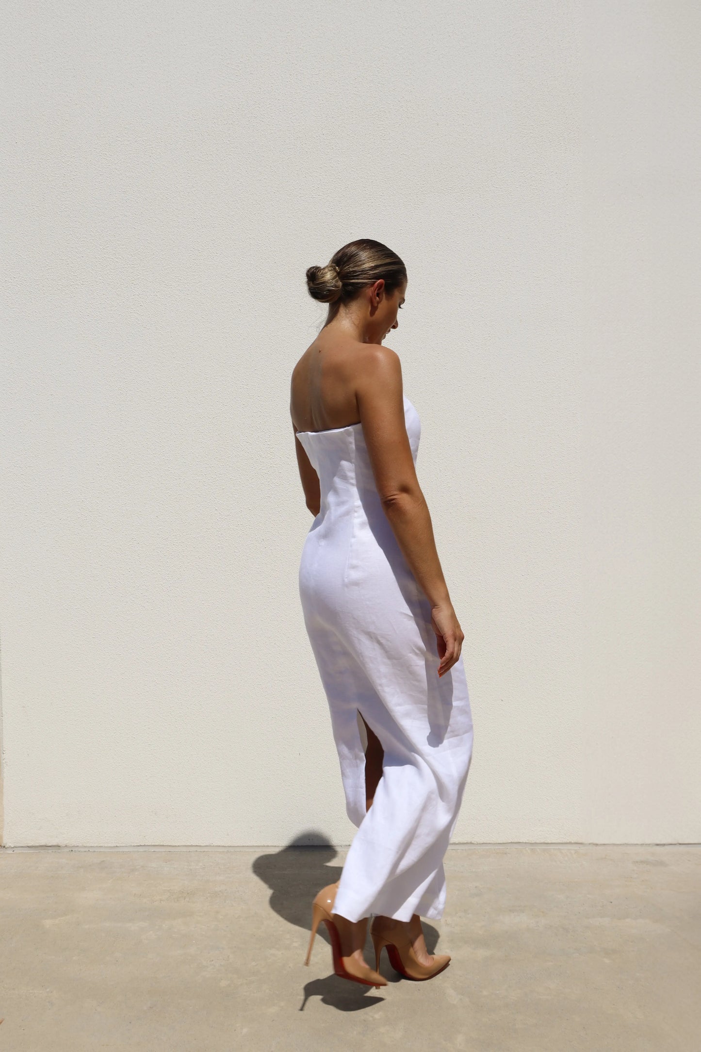 White Strapless Pencil Dress Isabella Longginou