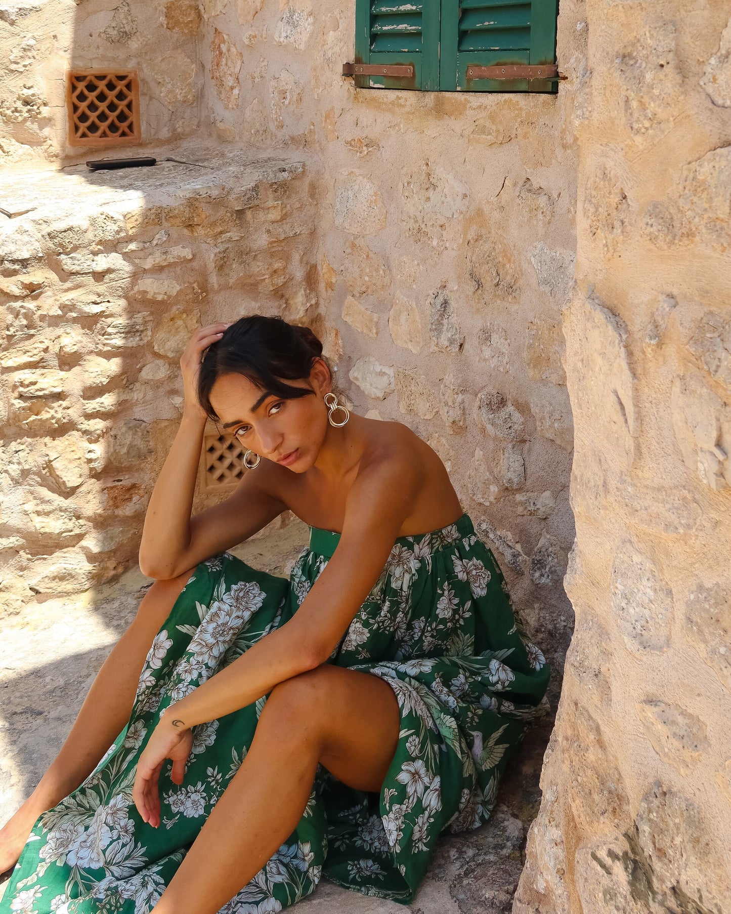 Green Floral Strapless Dress — Del Mare drop 2 — Isabella Longginou