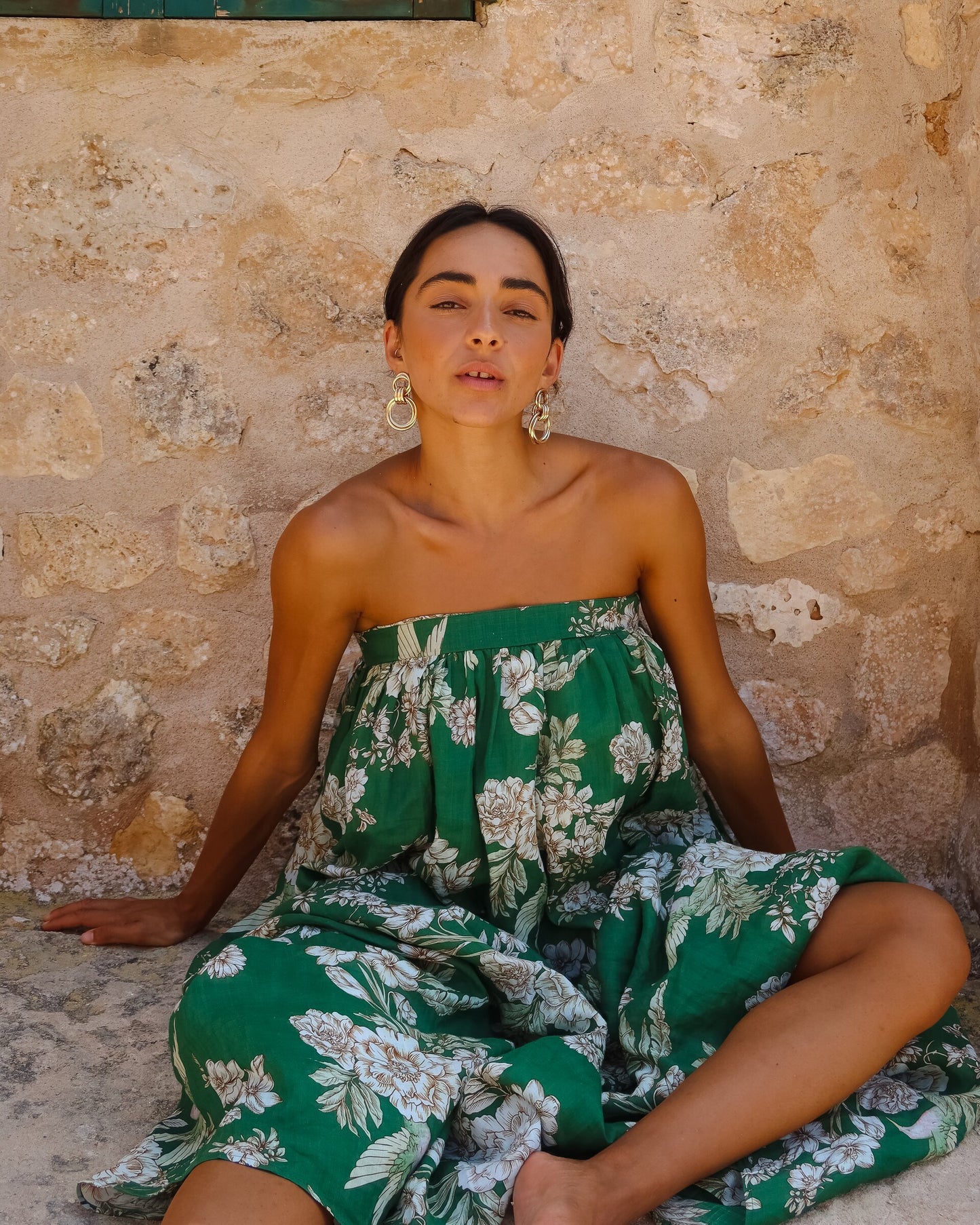 Green Floral Strapless Dress — Del Mare drop 2 — Isabella Longginou