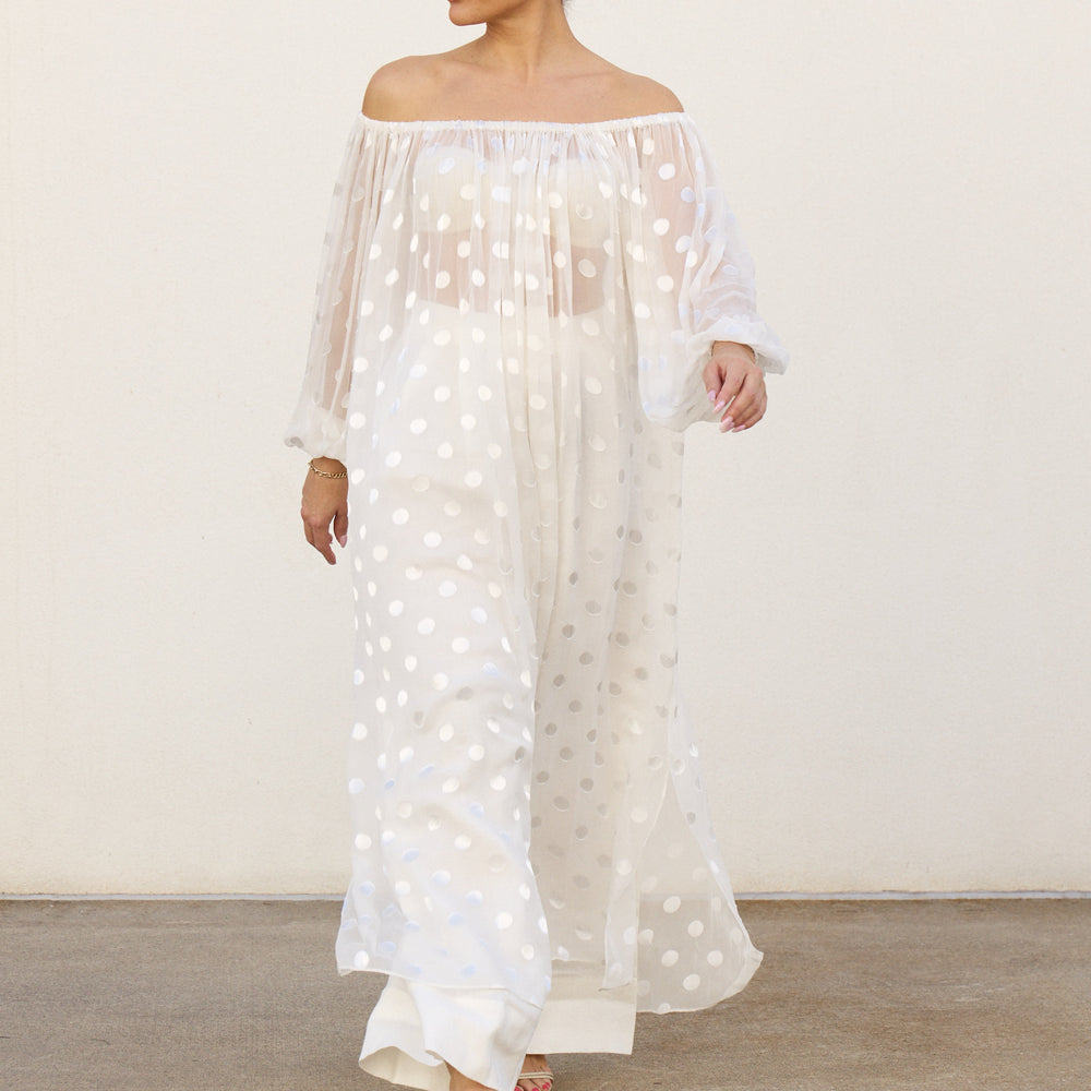 
                      
                        Sheer Spot OTS Dress
                      
                    