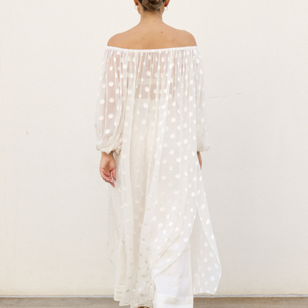 
                      
                        Sheer Spot OTS Dress
                      
                    