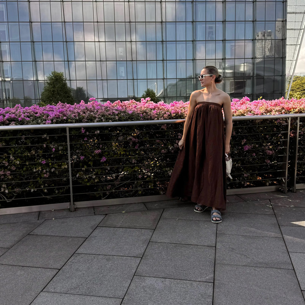 Chocolate Strapless Dress Isabella Longginou