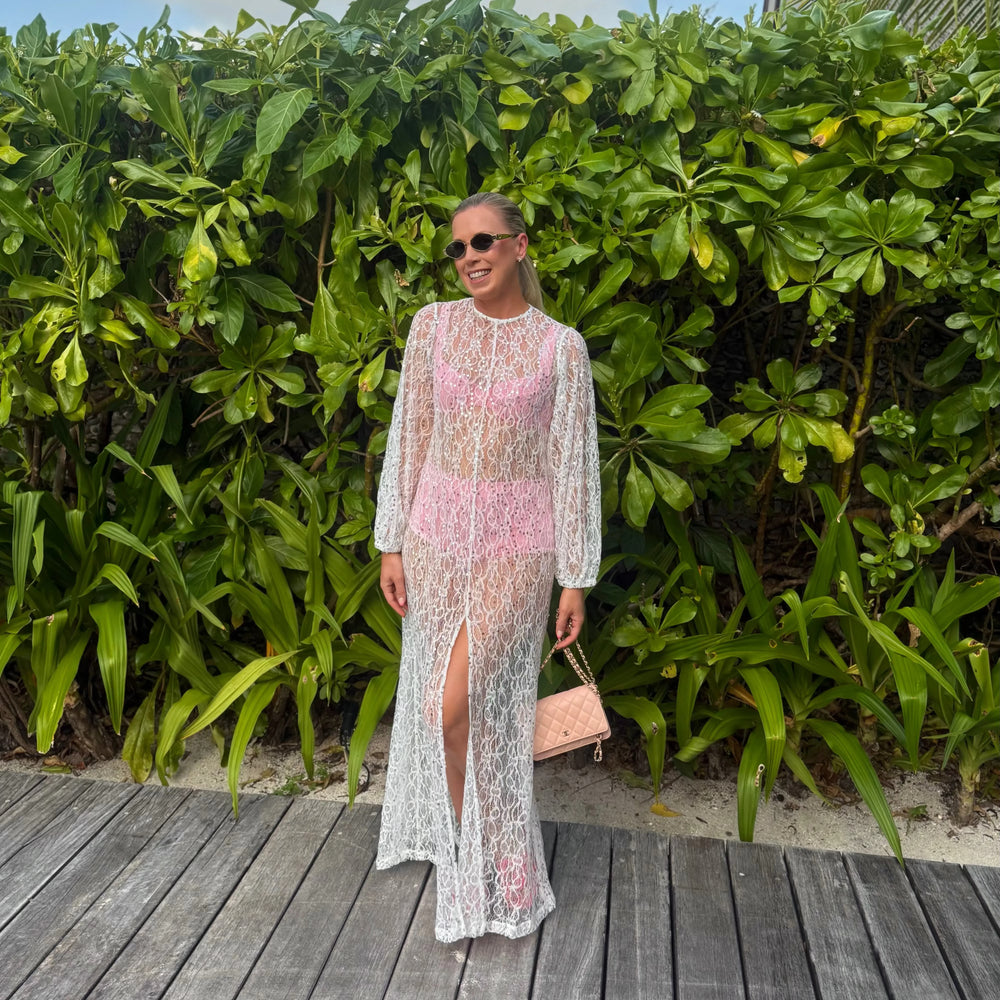 
                      
                        Sheer Sequin Balloon Sleeve Shift Isabella Longginou
                      
                    