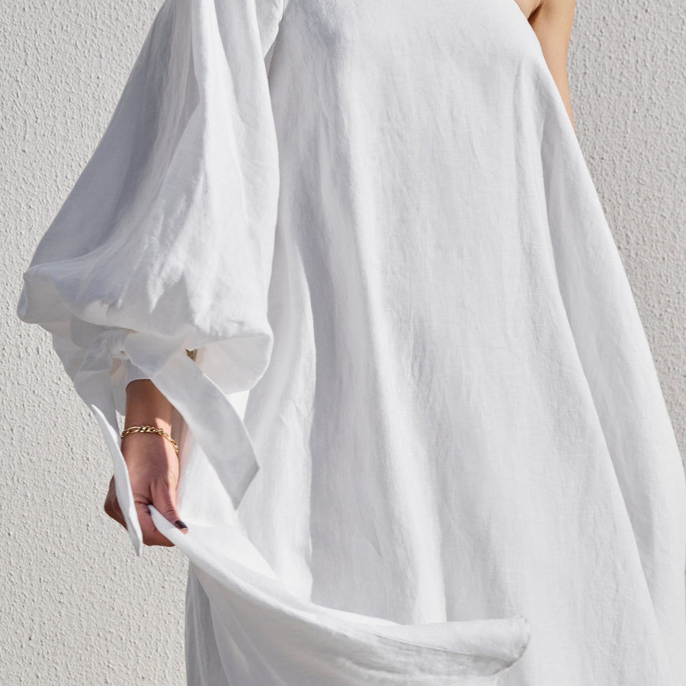 
                      
                        White Balloon Sleeve Swing Dress
                      
                    