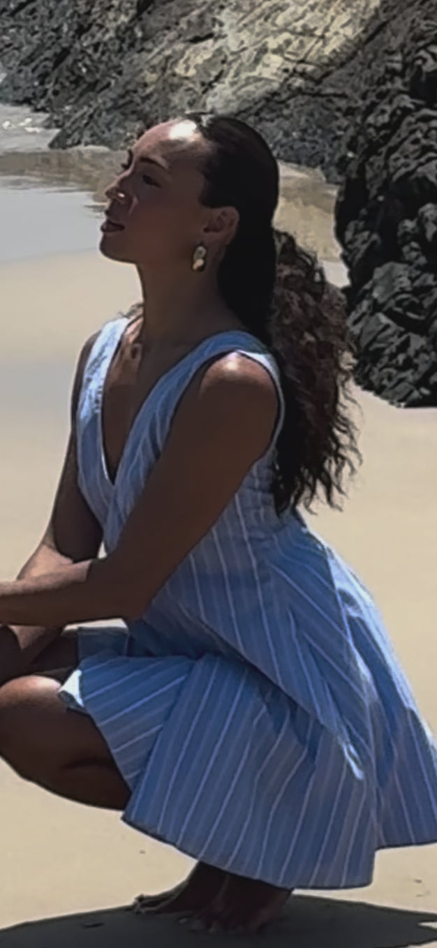 Striped Cotton Flare Dress
