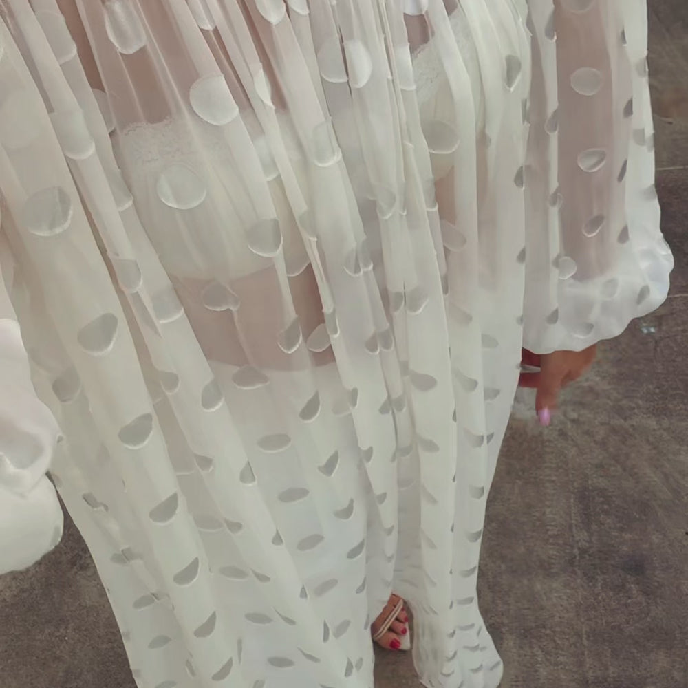Sheer Spot OTS Dress