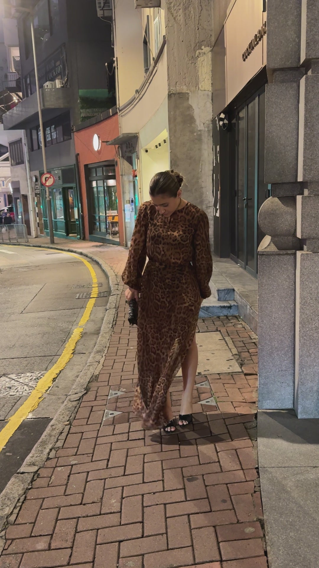 Leopard Balloon Sleeve Silk Shift