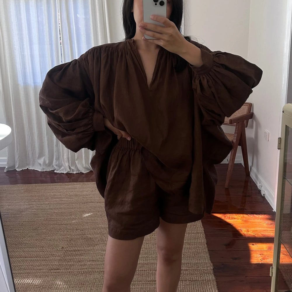 Chocolate Puffy Shirt Isabella Longginou