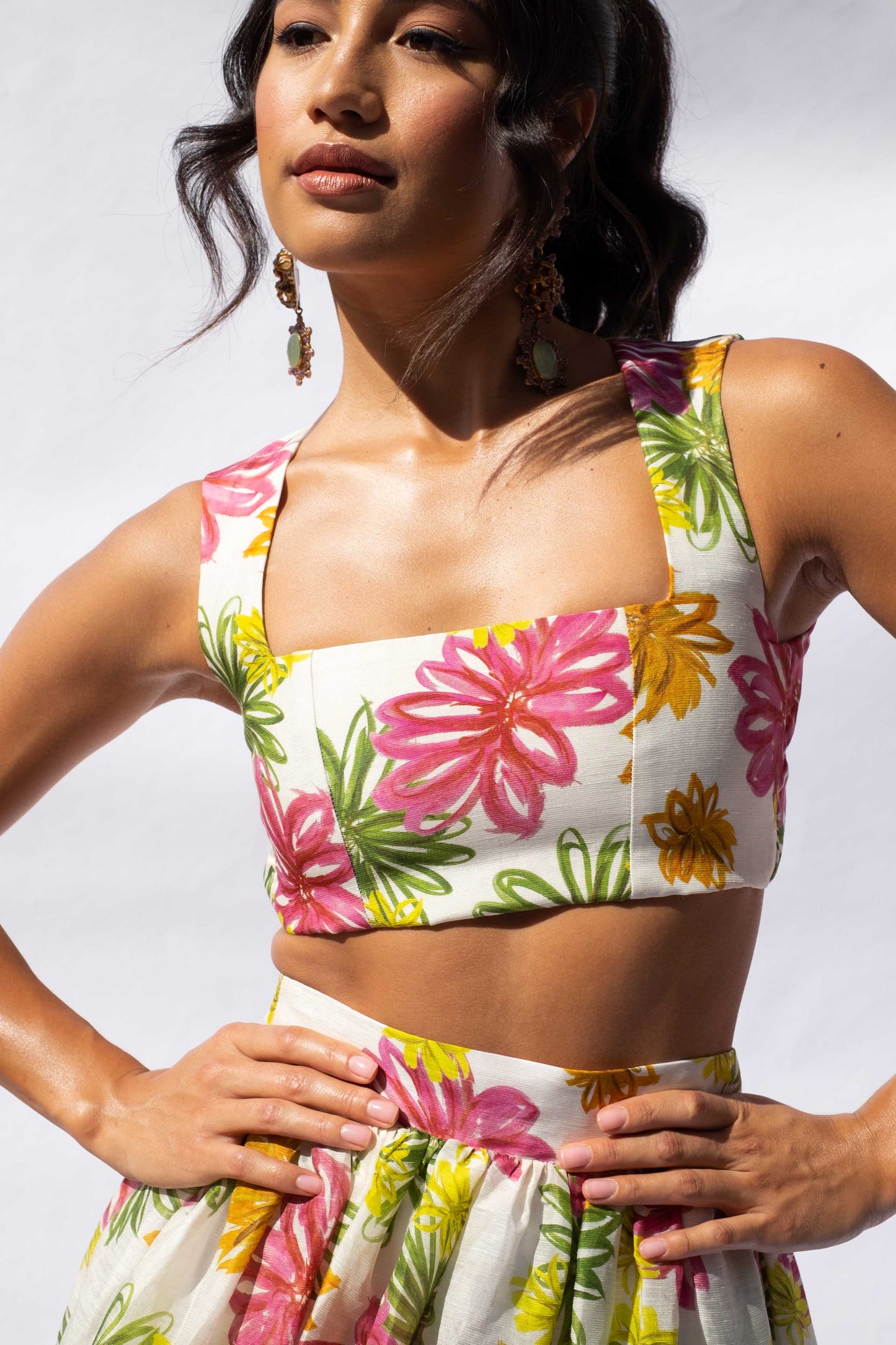 Garden Floral Tie Back Corset Top