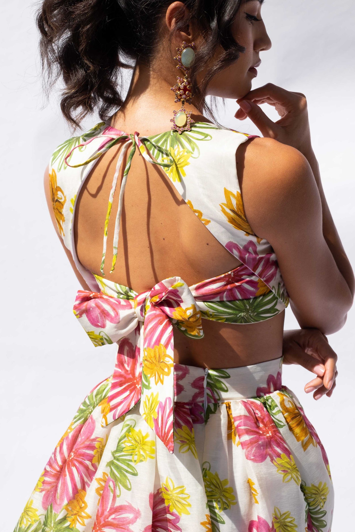 Garden Floral Tie Back Corset Top