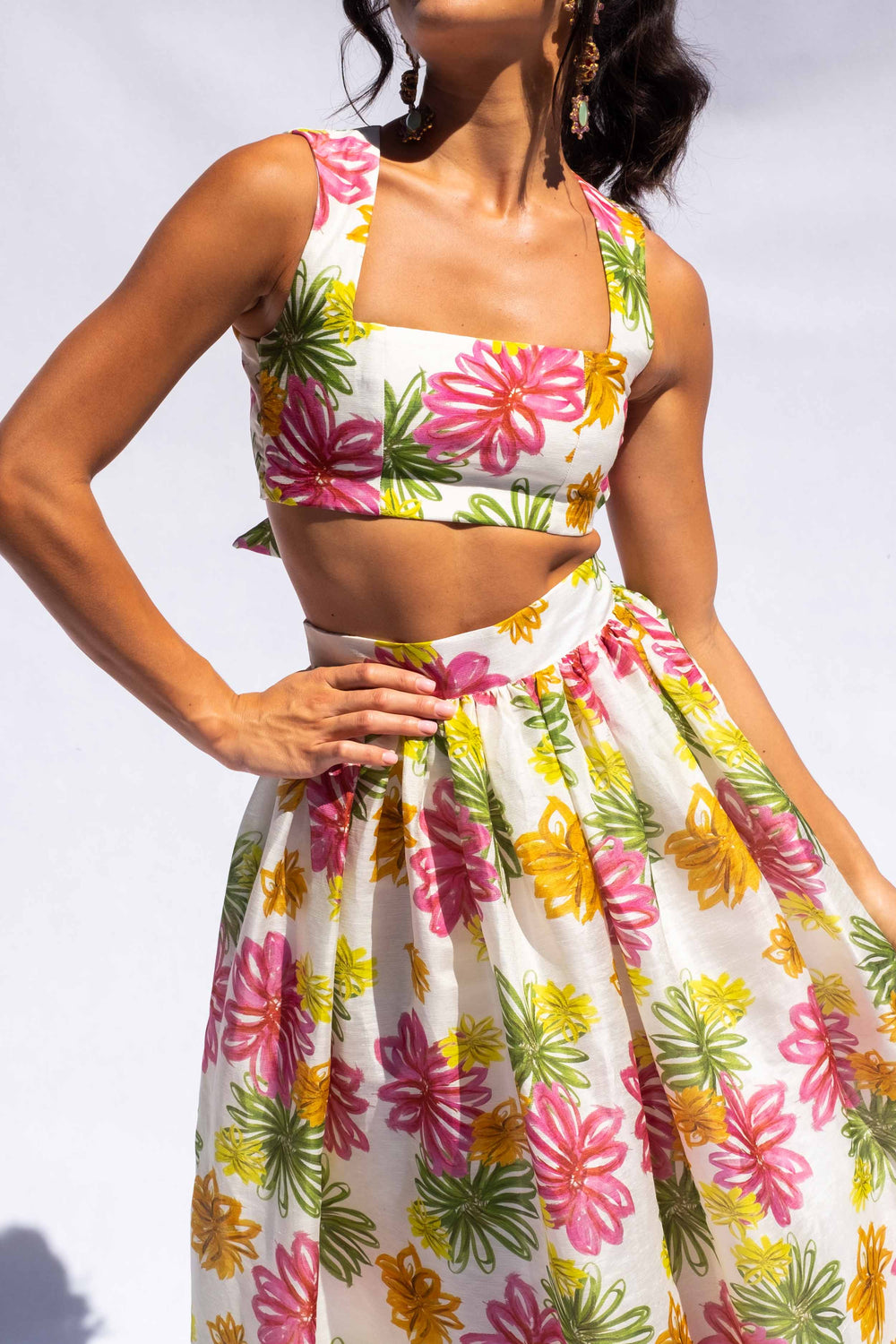 Garden Floral Tie Back Corset Top